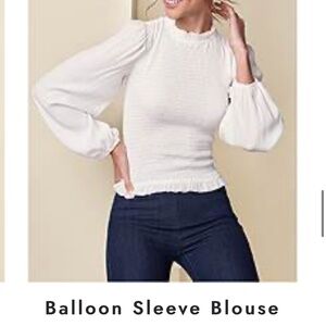 Balloon Sleeve Blouse - White